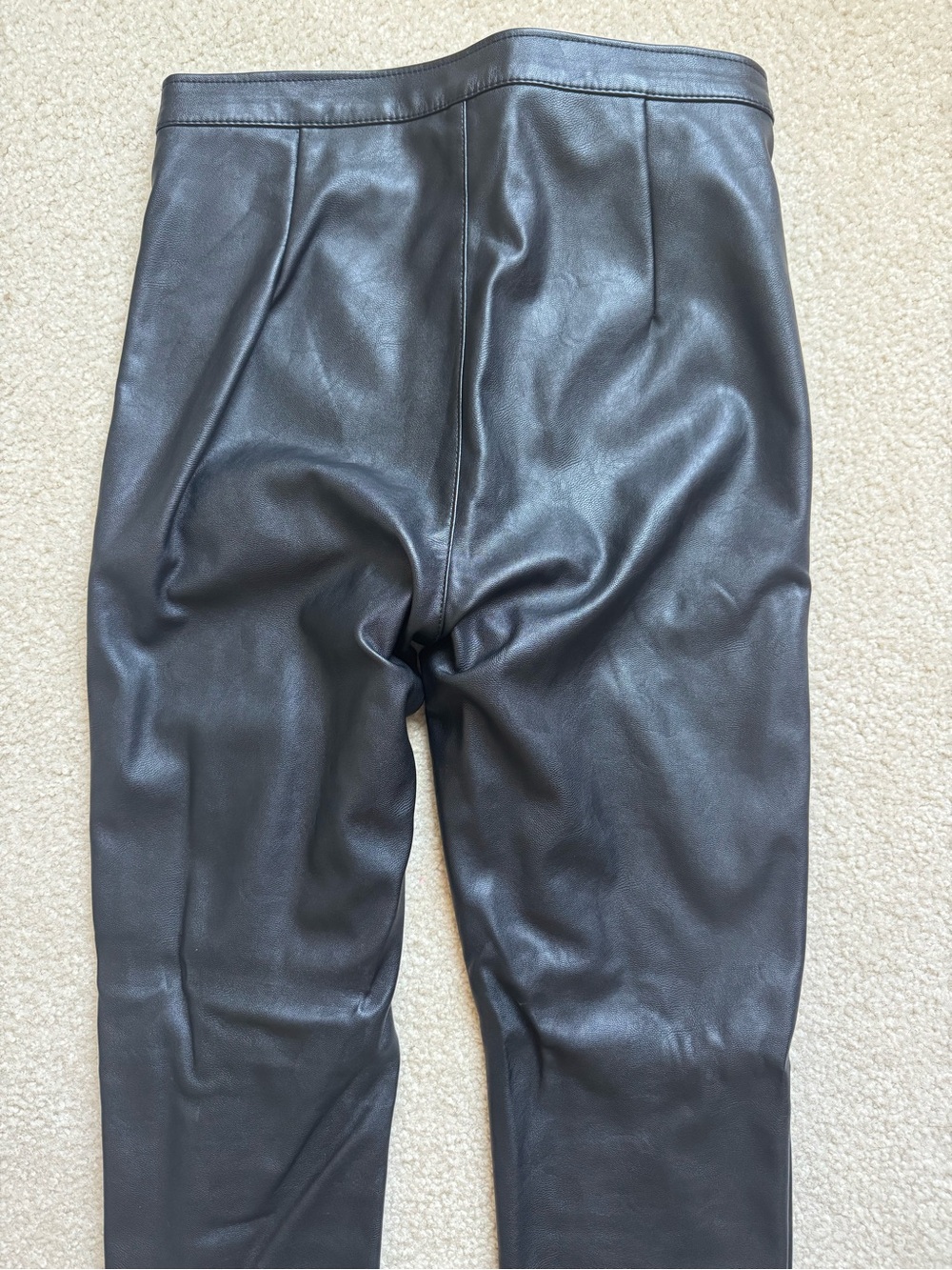 H&M Black Faux Leather High Rise Front Zip Leggings Skinny Pants - Picture 8 of 8